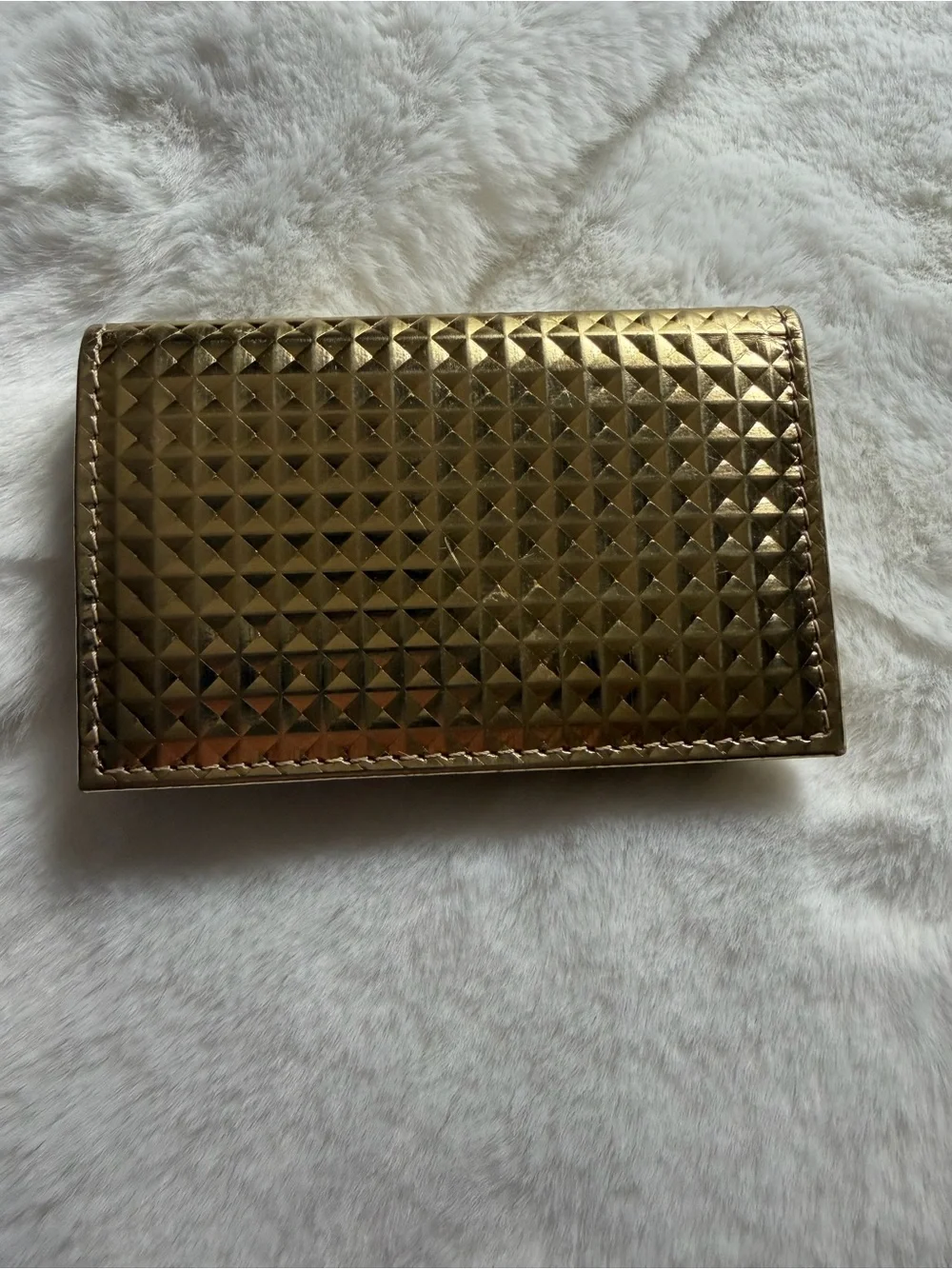 Jimmy Choo Metallic Gold Pyramid-Stud Card Holder